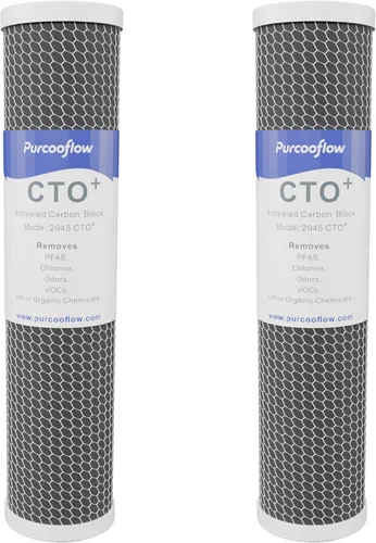 Miniatura 8 de Filtro de agua de bloque de carbono CTO de 20 x 4.5 pulgadas, cartucho de repuesto de carcasa de coco para toda la casa, reduce el cloro, el sabor