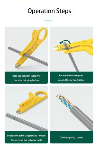 Miniatura 4 de Mini pelacables de red, cortador perforador para cables CAT‑5, CAT‑5e y CAT‑6 RJ45, cable de teléfono y cable UTP de computadora, hoja de acero