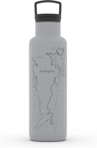 Miniatura 78 de Well Told Botella de agua aislada con mapa de Washington DC grabado, botella de acero inoxidable grabada (21 onzas, blanco) botella aislada de mapa