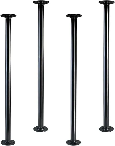 Miniatura 11 de GeilSpace Patas de mesa de tubo industrial de 12 pulgadas, patas de escritorio de metal negro rústico con bridas resistentes, juego de 4 para mesa