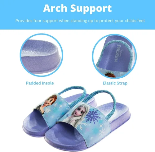 Miniatura 3 de Disney Minnie Mouse, Encanto, Mickey, Lightning McQueen, Frozen Elsa Anna Girl - Sandalias de verano para niños con correa trasera para la playa