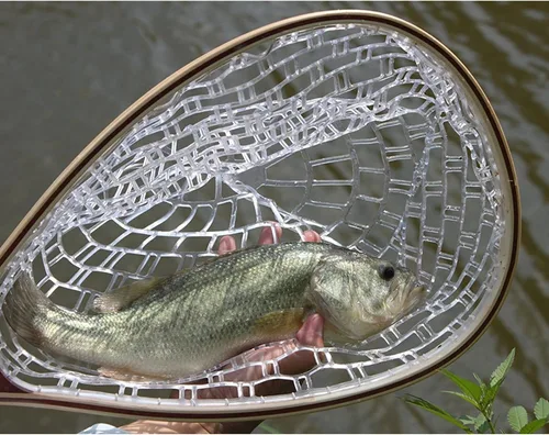Miniatura 3 de Fashionwu Red de pesca con mosca, red de pesca para truchas, goma suave para atrapar y liberar con marco de mango de madera, regalos para él
