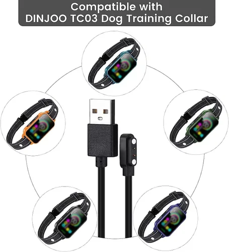 Miniatura 2 de Cargador de repuesto para collar de ladrido DINJOO, cable de carga magnético para collar de choque de perro, negro