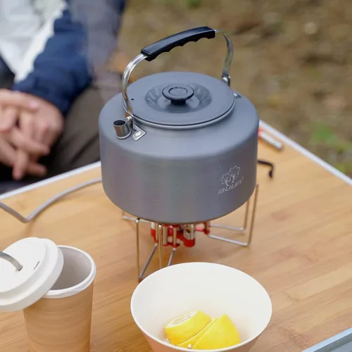 Miniatura 9 de Bulin Hervidor de Camping, Hervidor de Té Grande Portátil de 2.2L para Estufa, Calentamiento Rápido, Agua Caliente Hirviendo para Fuego Abierto
