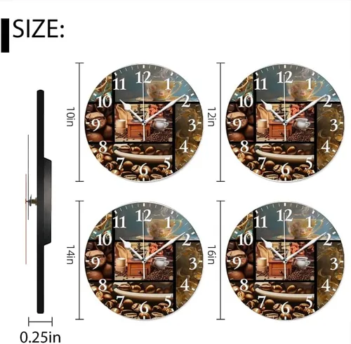 Miniatura 2 de Reloj de pared con movimiento de barrido sin tictac, funciona con pilas, relojes de pared analógicos decorativos para dormitorio, oficina, sala