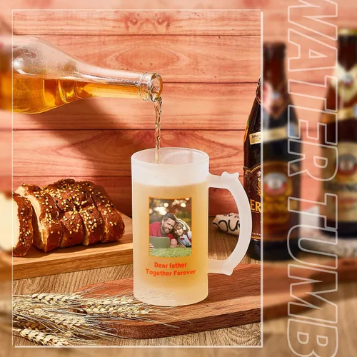 Miniatura 5 de Mifoci 4 tazas de cerveza en blanco de sublimación personalizadas para el día del padre, tazas de vidrio de cerveza esmerilada de 16 onzas, pueden