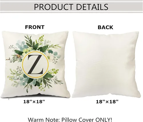 Miniatura 2 de Snycler Fundas de almohada con monograma de la letra Z floral, 18 x 18 pulgadas, almohadas decorativas de primavera vegetal, decoración de verano