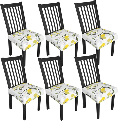 Miniatura 115 de Juego de 4 fundas elásticas para sillas de comedor, fundas para sillas de comedor con estampado floral, fundas para asientos de sillas con estampado