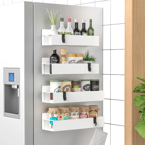 Miniatura 26 de HuggieGems Paquete de 4 Organizadores Magnéticos de Almacenamiento de Especias para Refrigerador y Horno, Organizadores y Almacenamiento Gris