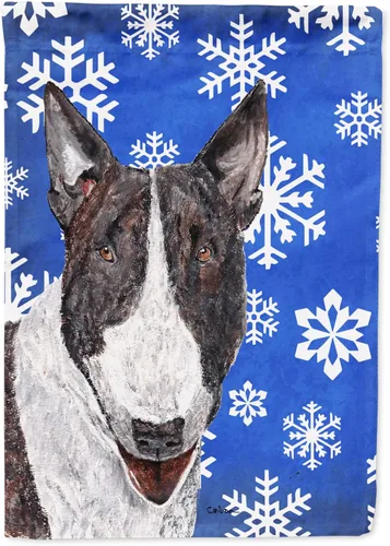 Miniatura 43 de Caroline's Treasures SC9374GF Bulldog English Snow flakes Holiday Garden Flag Buzón Bandera decorativa para patio exterior, patio, obras de arte