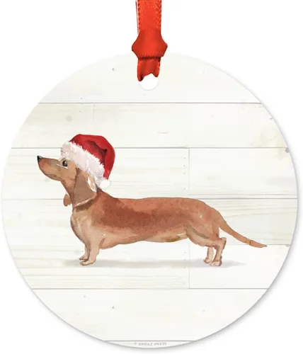 Miniatura 36 de Andaz Press Adorno de Navidad de metal personalizado para perro, perro y mascota, cocker spaniel con sombrero de Papá Noel, 1 paquete, incluye cinta