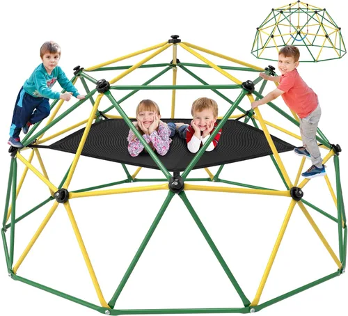 Hapsor Cúpula de escalada, escalador de cúpula de 10 pies con hamaca y columpio, gimnasio de selva al aire libre soporta 1000 libras, fácil montaje,