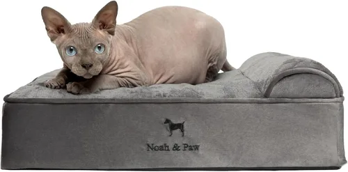 Miniatura 30 de NOAH & PAW Cama para perro, 28x23x7.5 pulgadas, camas ortopédicas para perros de tamaño mediano, espuma viscoelástica tipo cáscara de huevo Cuero