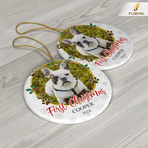 Miniatura 2 de FLOCHIL Adornos de Navidad personalizados para perros, nombre de foto personalizado para árboles de Navidad, primeros adornos de Navidad para Foto