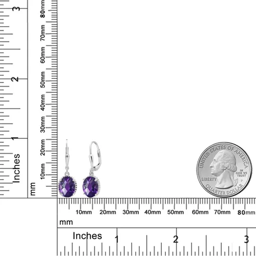 Miniatura 120 de Gem Stone King Aretes colgantes de gota para mujer, plata de ley 925, piedra natal ovalada de 0.354 x 0.276 in, joyería fina, regalos para ella