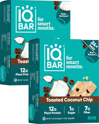 Miniatura 38 de IQBAR - Barras de proteínas para el cerebro y el cuerpo a base de plantas - Banana y nuez - 24 unidades - Keto, veganas, bajas en carbohidratos