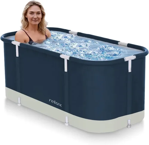 Miniatura 12 de Bañera plegable portátil para adultos, bañera de viaje plegable para campamento, hogar y spa, ahorro de espacio, PVC duradero (gradiente verde)