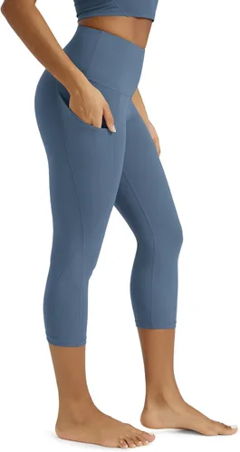 Miniatura 122 de ODODOS - Leggings capri de cintura alta para mujer con bolsillos, control de abdomen, no se transparentan, para entrenamiento atlético, running