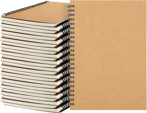 MIVIDE Paquete de 24 cuadernos en espiral A5 a granel con cubierta de kraft, 21 x 15 cm 120 páginas, cuaderno en espiral con tapa dura y papel Papel