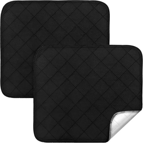Miniatura 7 de Almohadillas impermeables para sillas de incontinencia de 22 x 21 pulgadas, paquete de 2 protectores de asiento reutilizables antideslizantes y Negro