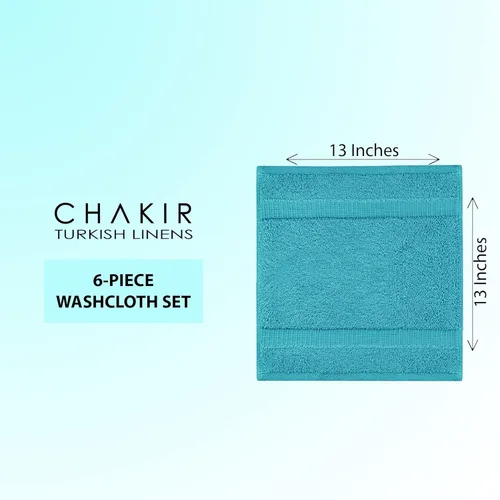 Miniatura 4 de Chakir Turkish Linens - Toallas turcas de alta calidad 100% algodón para baño, 13 x 13 pulgadas (6 toallas pequeñas, aguamarina)