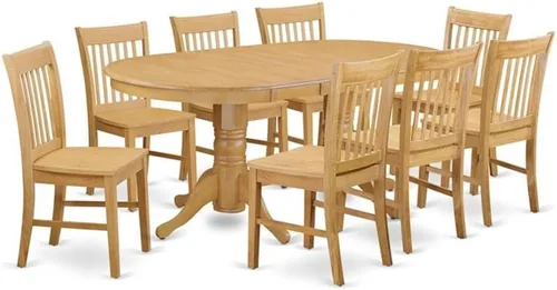 Miniatura 8 de East West Furniture VANO5-OAK-C - Juego de comedor de 5 piezas que incluye una mesa de comedor ovalada con hoja de mariposa y 4 sillas de cocina