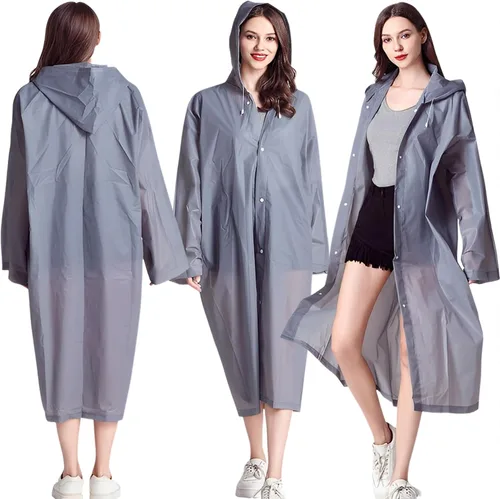 Miniatura 32 de Cosowe Ponchos de lluvia reutilizables para adultos, 2 piezas impermeables de emergencia para mujeres y hombres con capucha y cordón