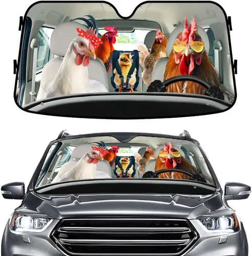 Miniatura 48 de GENANY - Cubierta de parabrisas de flamenco para automóvil, SUV, camión (55 x 30 pulgadas), protector térmico plegable, persianas para ventanas