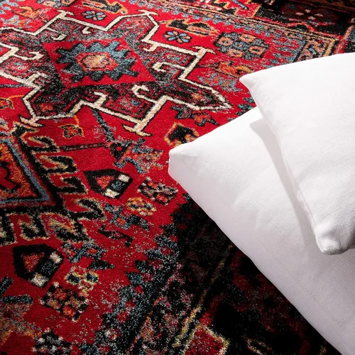 Miniatura 5 de SAFAVIEH Vintage Hamadan Collection Alfombra - 5'3" x 7'6", Rojo & Multi, Diseño tradicional persa, que no desprende pelusa y fácil de limpiar