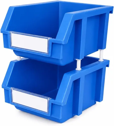 Miniatura 20 de Paquete de 2 cubos de almacenamiento apilables, organizador de polipropileno resistente de 8.4 x 11 x 6.9 pulgadas, diseño colgante y de conexión