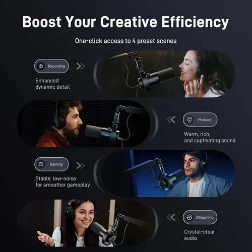 Miniatura 7 de MAONO Micrófono dinámico XLR USB para grabación de podcasts: para grabación vocal, creación de contenido, estudio en casa, voz en off, con 192