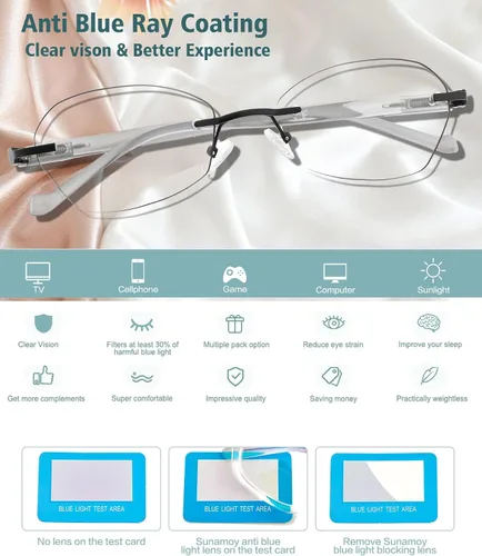 Miniatura 6 de Multifocus Gafas de lectura para mujer, progresivas, multifocales, sin marco, sin línea, lector bifocal, luz azul, diseño de computadora, lentes