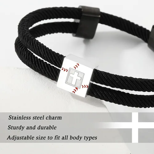 Miniatura 3 de Pulsera cruz de béisbol/fútbol/baloncesto/fútbol americano de Lydow para graduación, para niños, hombres, hijos, jugadores, equipo, amantes, nietos