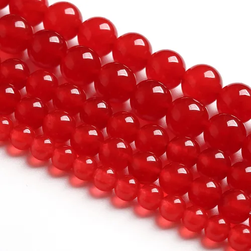 Miniatura 3 de Cuentas sueltas redondas de jade de calcedonia roja natural de 12 mm, 30 piezas, para hacer joyas, pulseras y collares DIY