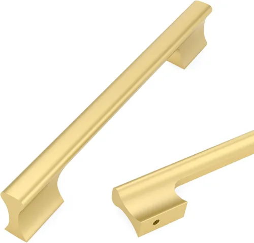 Miniatura 17 de Asidrama - Paquete de 10 manijas de gabinete de cocina color oro cepillado de 3 pulgadas (76mm), accesorios dorados para gabinetes de cocina