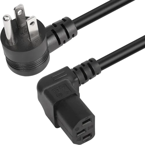 Miniatura 8 de GELRHORN - Cable de alimentación de 3 clavijas NEMA 5-15P a IEC 320 C13, 10 A, 250 V/15 A, 125 V, 18 WAG, ángulo ascendente, NEMA 5-15P a C13, cable