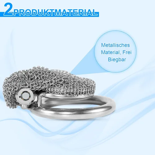 Miniatura 3 de Chastity Device - Juego de 3 anillos y bloqueo invisible de malla metálica para pene para adultos, juguetes sexuales BDSM, dispositivos de bondage
