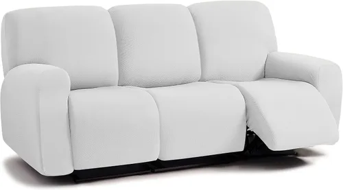 Miniatura 32 de ULTICOR - Juego de 8 fundas para sofá reclinable de jacquard, fundas elásticas para sofá reclinable para 3 cojines, fundas gruesas, suaves y Gris