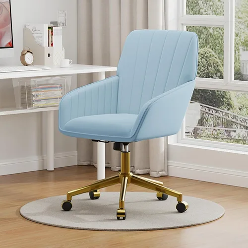 Miniatura 8 de YISHENG - Silla de escritorio de terciopelo para oficina con base dorada, con ruedas, sillas tapizadas modernas ajustables en altura con giro de 360