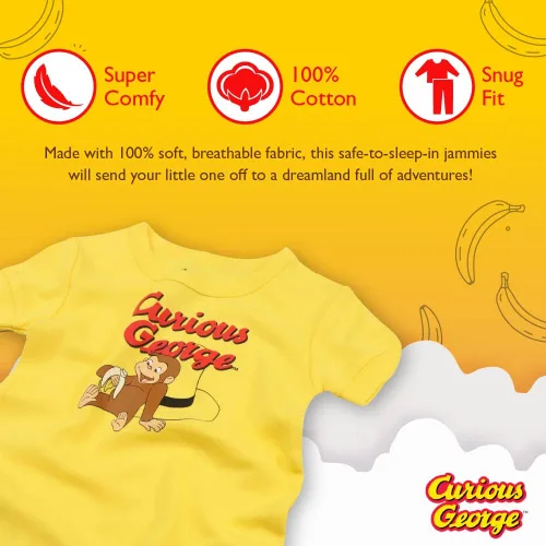 Miniatura 3 de Curious George Conjunto de pijama de algodón orgánico de 2 piezas para niña