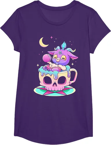 Miniatura 63 de Kawaii Pastel Goth Cute espeluznante Pentáculo Baphomet - Camiseta de cabra, Negro