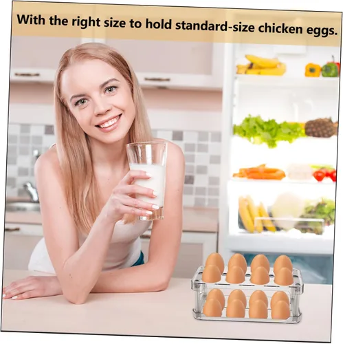 Miniatura 7 de Bandeja de cartón para huevos con tapa, contenedores para huevos para refrigerador, soporte para huevos, contenedor transparente con tapa, Negro