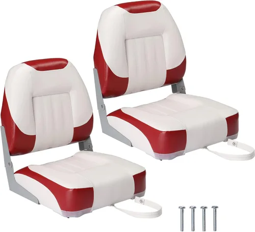 Miniatura 16 de PEXMOR Asientos de barco, respaldo bajo/alto, plegables, impermeables, asiento de capitán, 2 paquetes (respaldo alto, azul y blanco)