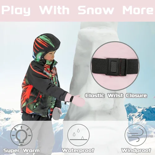 Miniatura 2 de Urban Virgin Guantes de invierno impermeables para niños pequeños, guantes de nieve para niños y niñas, guantes de esquí para bebés de 1 a 8 años