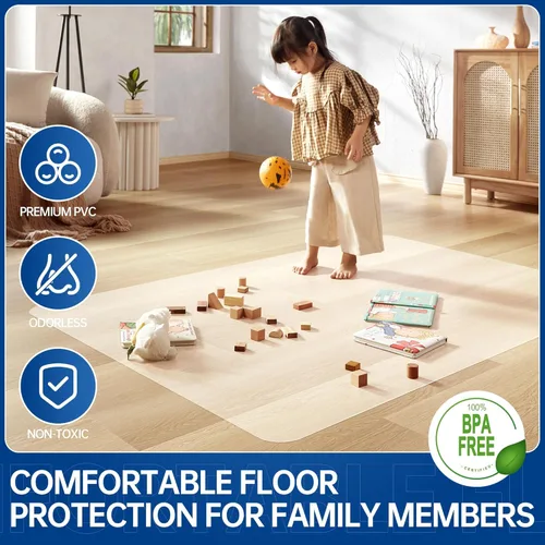Miniatura 6 de Tapete para silla para suelos duros, 48" x 30", tapete de oficina para sillas con ruedas, tapete de plástico transparente para silla de escritorio