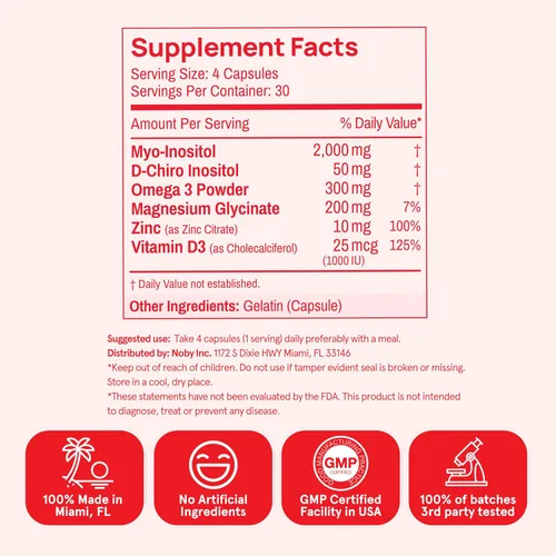 Miniatura 4 de Peach Perfect Inositol Multivitamínico – Mezcla de mio-inositol y D-Chiro 40:1, Omega-3, Vitamina D3, Magnesio, Zinc – Apoya la salud de la mujer