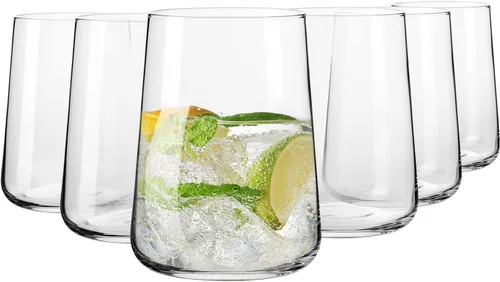 Krosno Vasos de agua, juego de 6, 16.6 fl oz, para agua, bebidas y jugo, colección Infinity, vasos de vidrio ligeros libres de plomo, vasos para