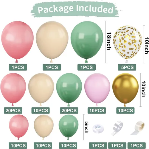 Miniatura 2 de Kit de arco de guirnalda de globos verde salvia, rosa retro, albaricoque, dorado metálico y globos de confeti para baby shower, boda, cumpleaños
