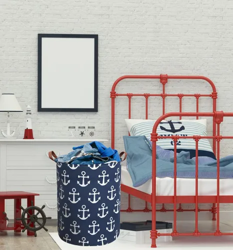 Miniatura 2 de Canasta de almacenamiento plegable de tela de lona para la ropa sucia para el hogar, la oficina, organizador de juguetes, decoración del hogar Ancla