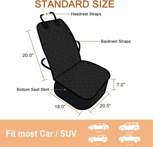 Miniatura 4 de Funda para asiento delantero de automóvil para perro, impermeable, a prueba de arañazos y antideslizante, duradera para asiento delantero